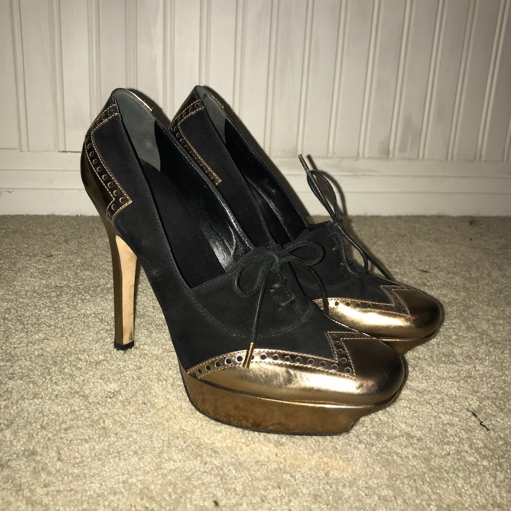Gucci velvet and metallic mules / loafers / heels